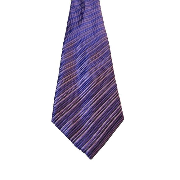 Van Heusen Textured Purple Striped 100%‎ Silk Men's Neck Tie Handmade - Picture 1 of 13